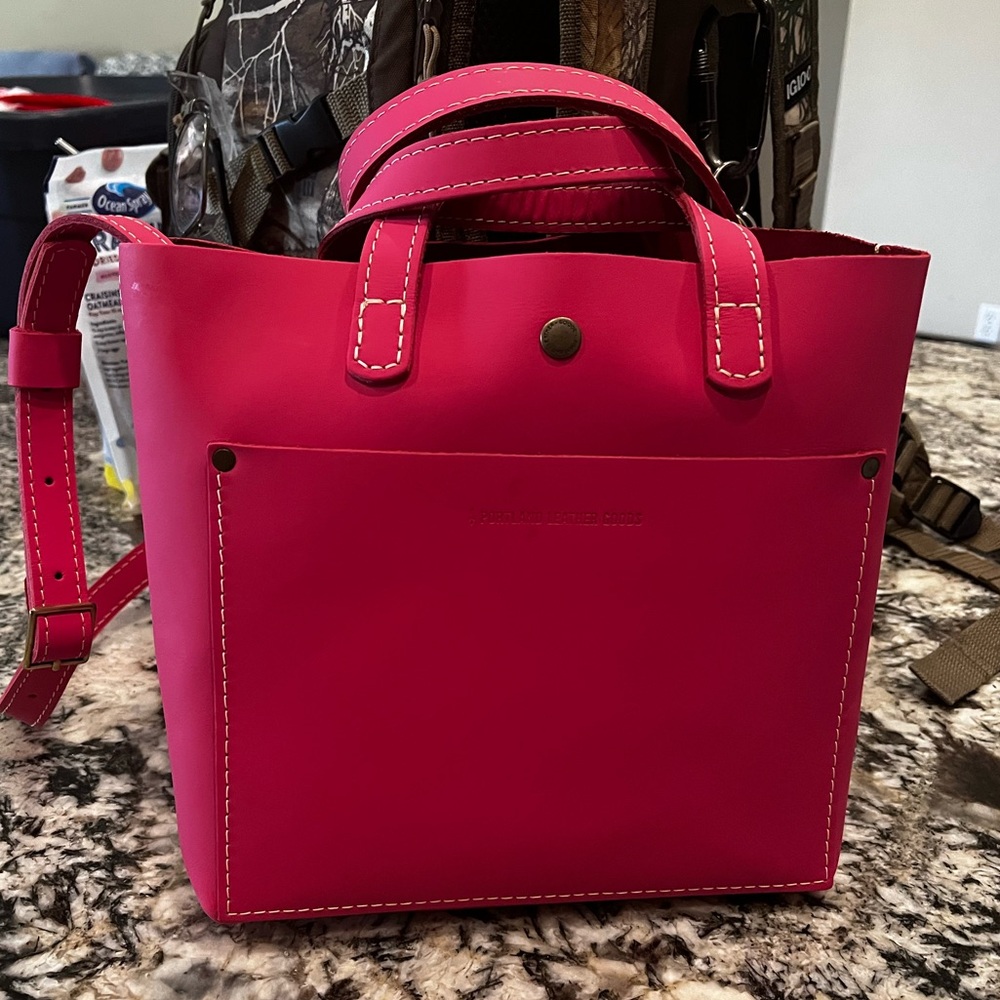 Portland leather mini crossbody tote.